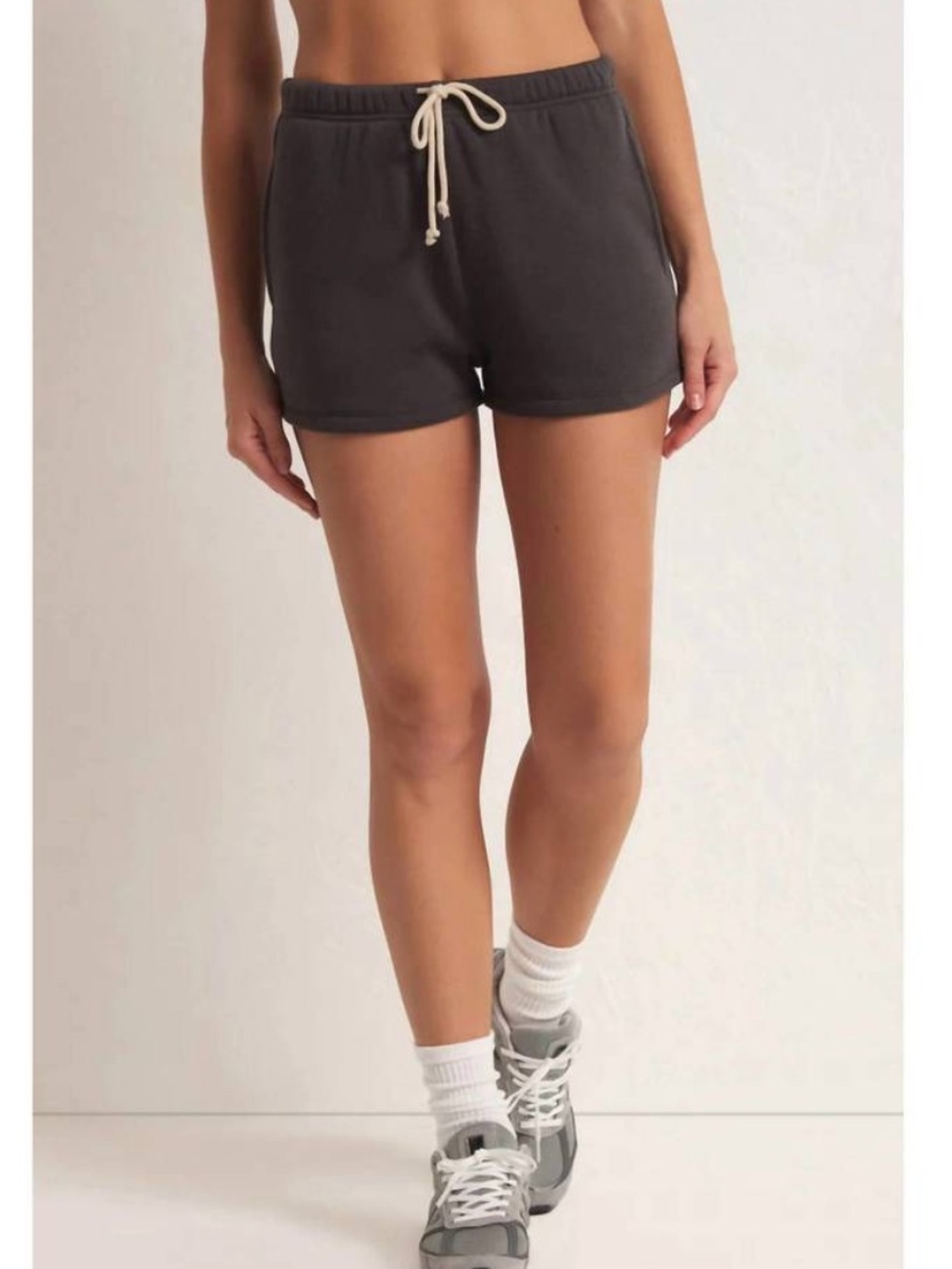 Z Supply Play on Fleece Drawstring Shorts in Asphalt Charcoal sz S